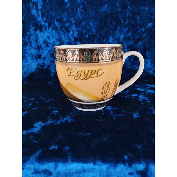 Fathi Mahmoud Limoges Egypt Porcelain Cup & Saucer King Tut & Pyramids Design - Picture 5 of 7